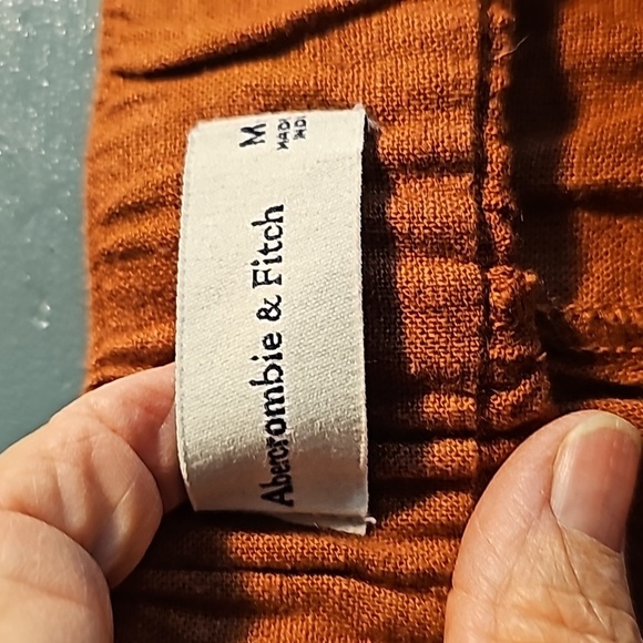 ABERCROMBIE & FITCH, women's linen wide leg pants. 2 side pockets medium. Rust - Picture 6 of 8